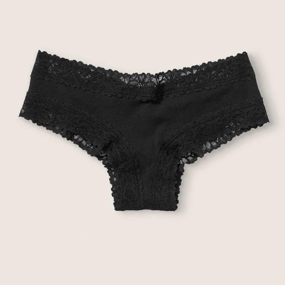PINK Black Lace Trim Cheekster Panty